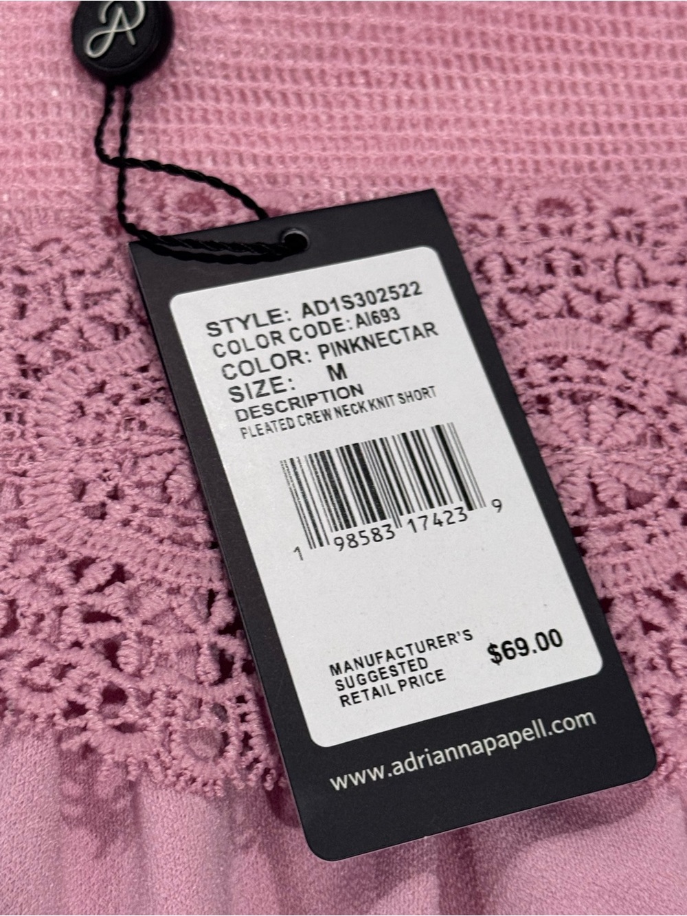 Adrianna Papell Dusty Pink Knit Top with Ruffle Neck Women’s Medium - Picture 3 of 6